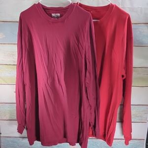 Men's Long-Sleeve Crewneck Red Shirts